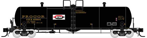 Rapido Trains N Scale Procor GP20 20,000-Gallon Tank Car - Ready to Run -- Rapido Trains N Scale Procor Ltd. UTLX 2 (As Delivered, black, yellow, Split P Logo) (Random Road #) - RPI535002A