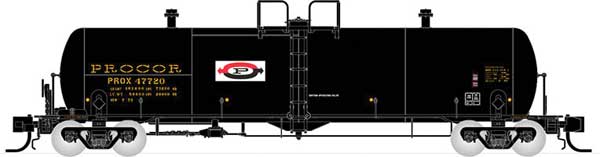 Rapido Trains N Scale Procor GP20 20,000-Gallon Tank Car - Ready to Run -- Rapido Trains N Scale Procor Ltd. PROX 2 (As Delivered, black, yellow, Split P Logo) (Random Road #) - RPI535004A