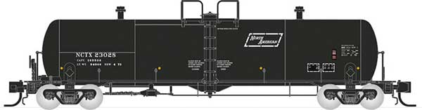 Rapido Trains N Scale Procor GP20 20,000-Gallon Tank Car - Ready to Run -- North American NCTX 2 (black, white) (Random Road #) - RPI535008A