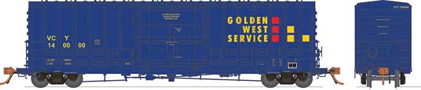 Rapido Trains Class B-100-40 Plug-Door Boxcar - Ready to Run -- Golden West Service Random # from Set 2 (Ventura County VCY, blue, yellow, r - RPI537004A