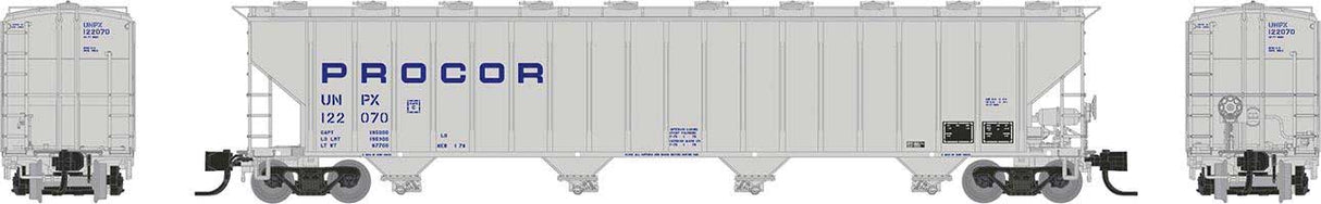 Rapido N Procor 5820 Covered Hopper Rapido N Procor, Ltd. UNPX (gray, Blue Stencil Lettering) (Random Road #)
