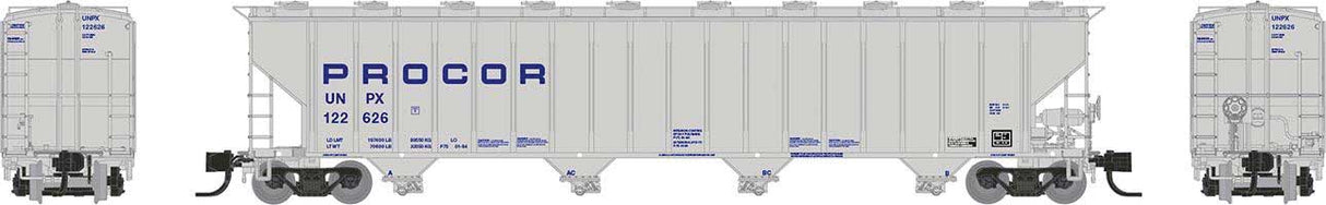 Rapido N Procor 5820 Covered Hopper Rapido N Procor Ltd. UNPX (gray, blue solid lettering) (Random Road #)