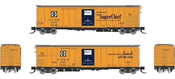 Rapido Trains N Scale Class RR-56 Mechanical Reefer - Ready to Run -- Santa Fe (Single Car)(orange, blue, black, Super Chief Slogan)