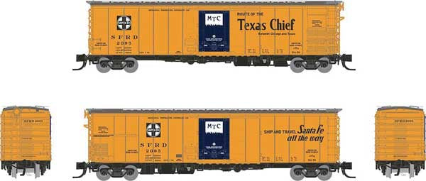 Rapido Trains N Scale Class RR-56 Mechanical Reefer - Ready to Run -- Santa Fe (Single Car) (orange, blue, black, Texas Chief Slogan)