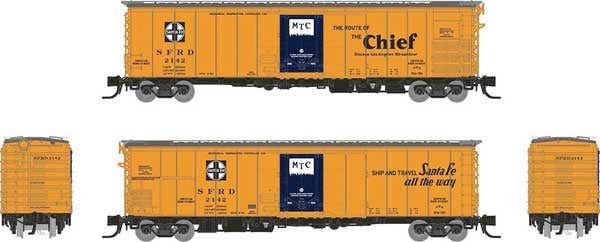 Rapido Trains N Scale Class RR-56 Mechanical Reefer - Ready to Run -- Santa Fe (Single Car)(orange, blue, black, Chief Slogan)