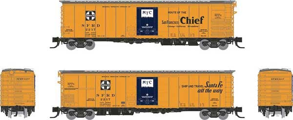 Rapido Trains N Scale Class RR-56 Mechanical Reefer - Ready to Run -- Santa Fe #3 (Single Car)(orange, blue, black, San Francisco Chief Slogan)