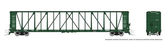 Rapido Trains N Scale NSC 73' Centerbeam Flatcar - Ready to Run -- BC Rail (green)