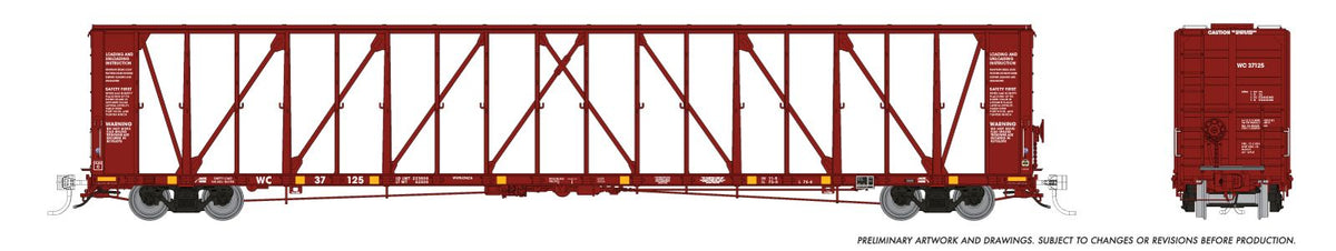 Rapido N NSC 73' Centerbeam Flatcar 6-Pack - Ready to Run -- Wisconsin Central (2006 Scheme, red)