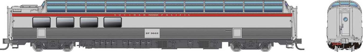 Rapido N SP 3/4 Dome Lounge Smooth Sides - Ready to Run -- Southern Pacific #3602 (silver, red)