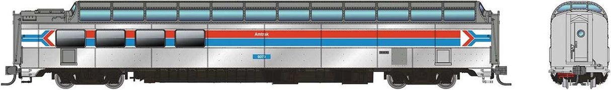 Rapido N SP 3/4 Dome Lounge Smooth Sides - Ready to Run -- Amtrak #9373 (Phase 1, silver, red, blue, white)