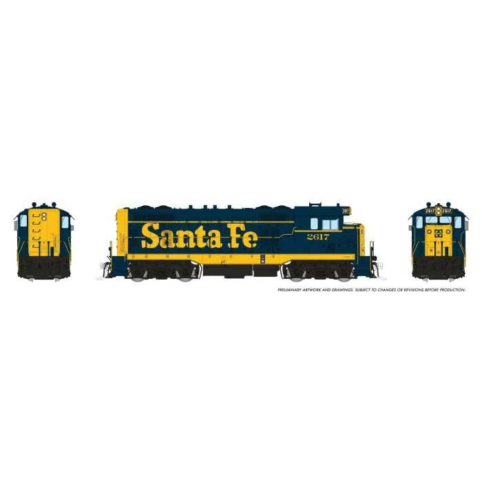 Rapido Trains HO Santa Fe CF7 w/Round Cab - Sound and DCC -- Santa Fe #2617 (Pinstripe, blue, yellow)