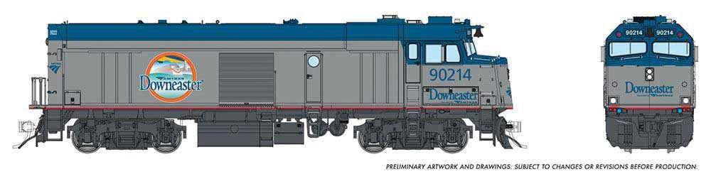 Rapido Trains HO Amtrak NPCU Cabbage Cab Car - Sound and DCC -- Amtrak #90214 (Phase V Downeaaster Scheme, silver, blue)