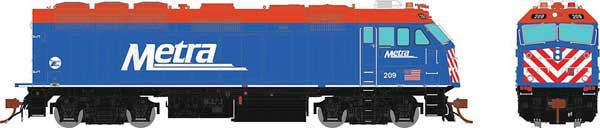 Rapido Trains EMD F40PHM-2 "Winnebago" - Standard DC -- Metra #213 (blue, red, white, black)