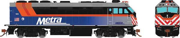 Rapido Trains EMD F40PHM-2 "Winnebago" - Standard DC -- Metra #212 (Fade Scheme, blue, orange, red, white, black)
