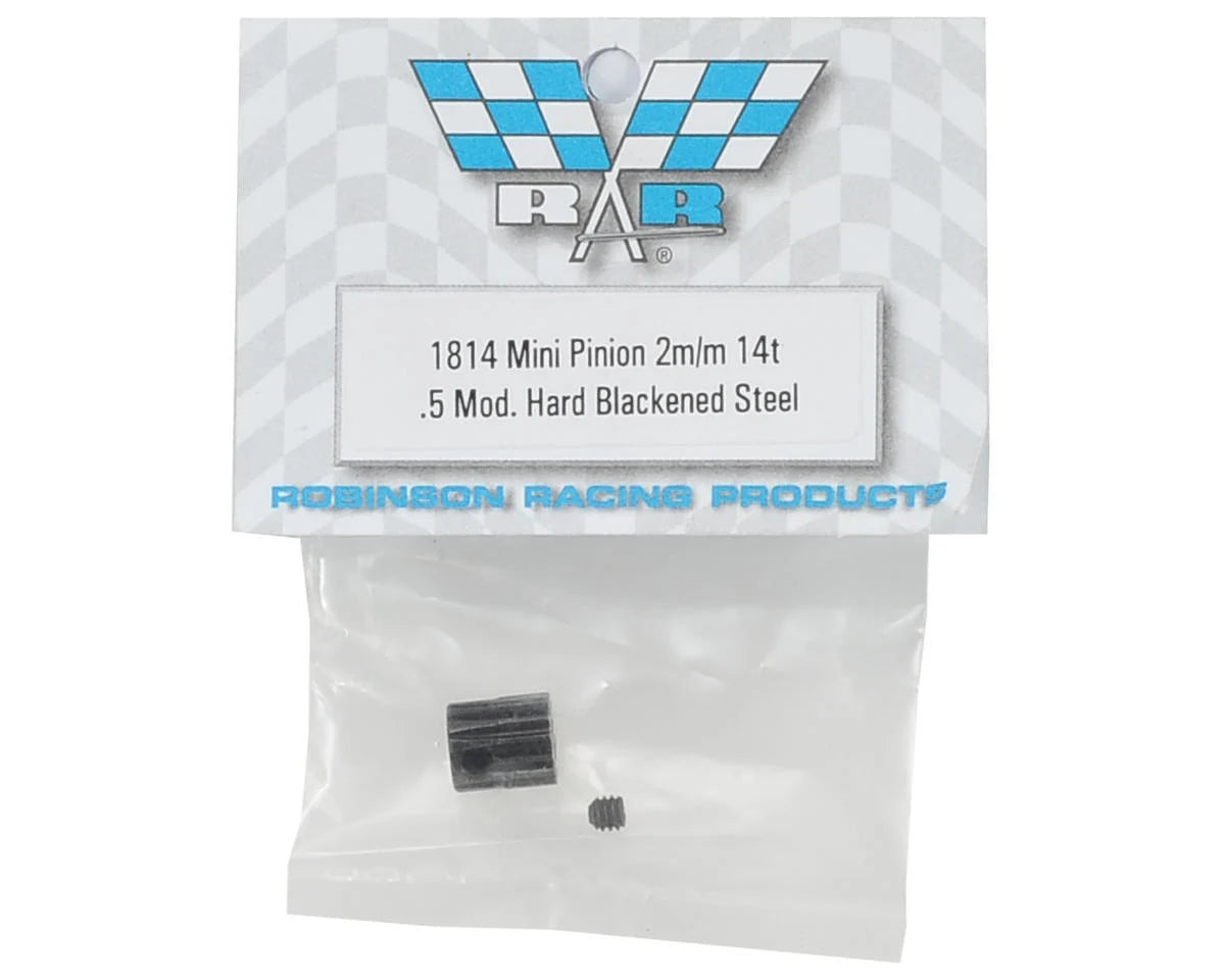 Robinson Racing .5 Mod Hardened Steel Mini Pinion (2mm Bore) - 14 Tooth