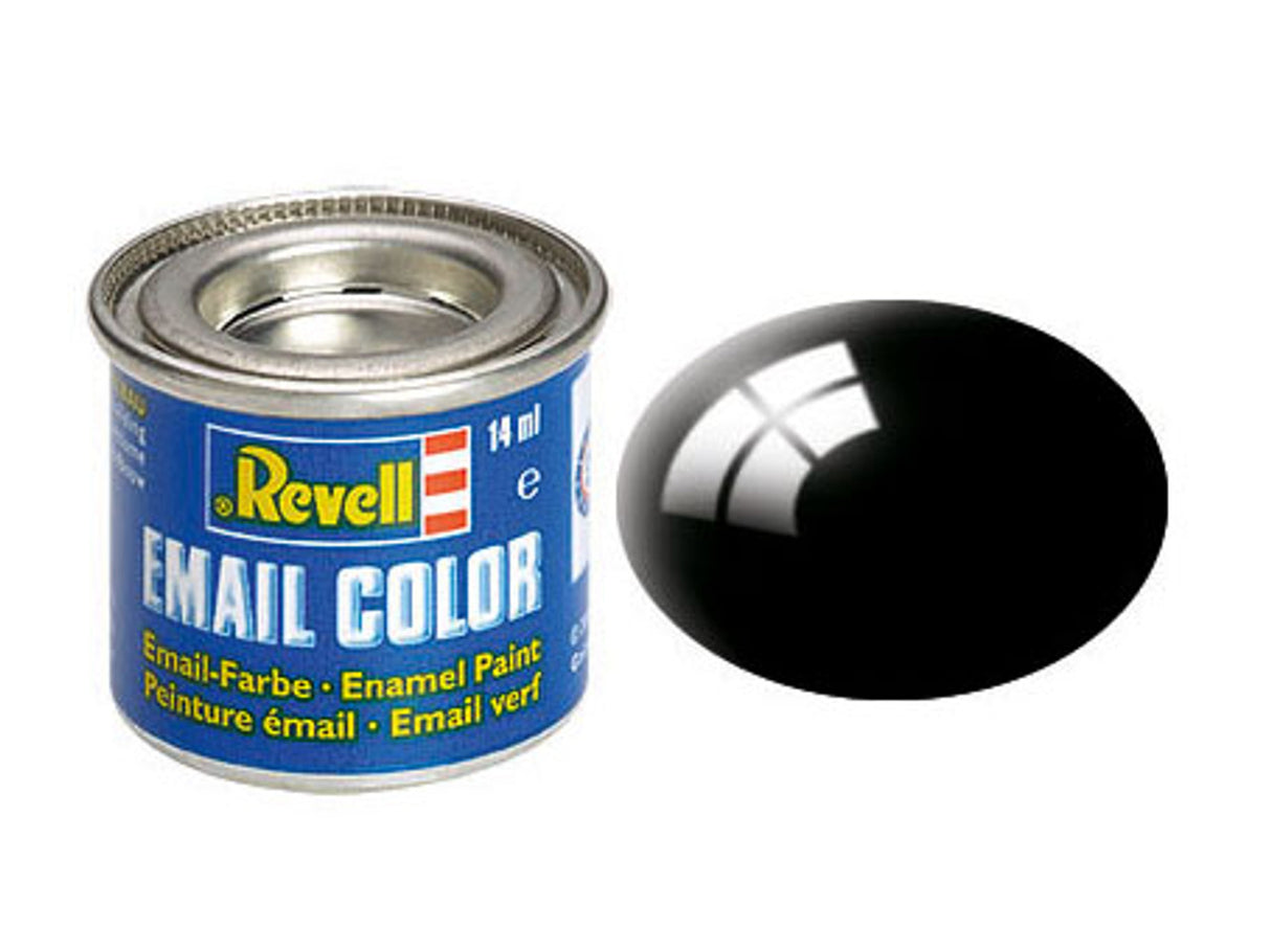 Revell of Germany 14ml Enamel Black Gloss Tinlets - RVL32107