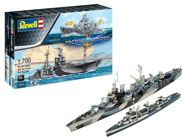 Pacific Warriors USS Fletcher Destroyer & Indianapolis Cruiser w/paint & glue 1/700 Revell Germany