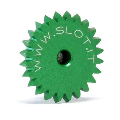 Slot It GEAR, 24T FLAT ANGLEWINDER ERGAN LONG HUB GREEN - SIGA24LH