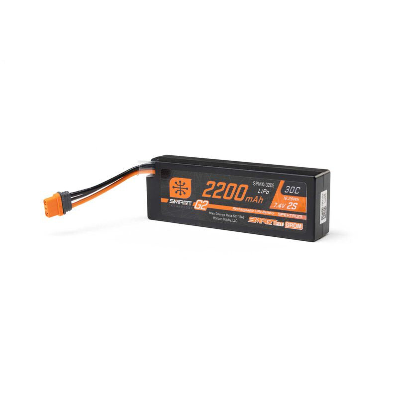 Spektrum 2S 7.4V 2200mAh 30C G2 SmartFit Grom Hard Case LiPo IC2