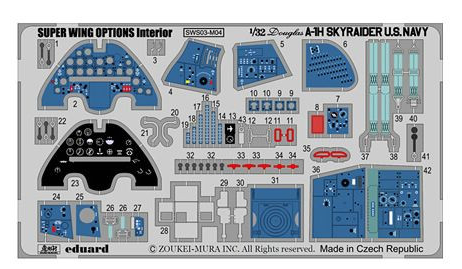 SWS03-M04 1:32 Zoukei-Mura A-1H Skyraider PE Interior Detail Set