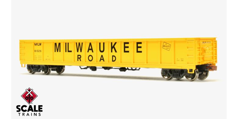 Scaletrains Kit Classics HO Scale CB&Q Havelock Shops 52' 6" Gondola, Milwaukee Road/MILW/Yellow #81154 - SXT1177