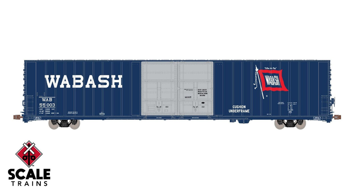 Operator HO Scale Thrall 86' High-Cube Double-Plug-Door Boxcar, Wabash/WAB / 55024 /