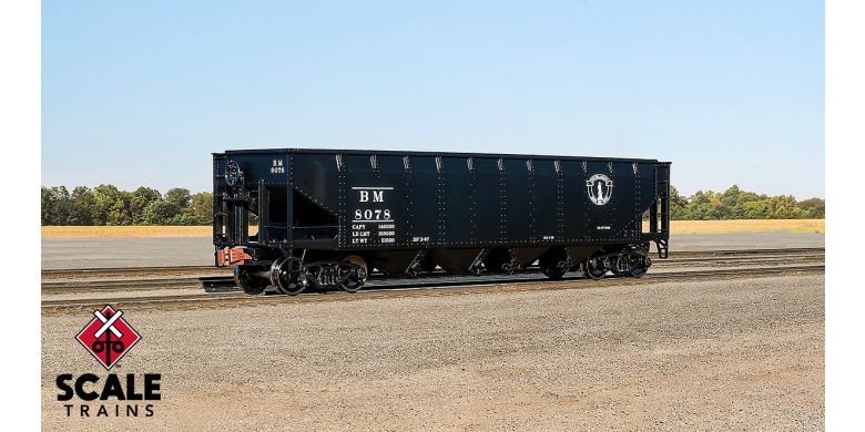 Scaletrains Kit Classics HO Scale 40' 70-Ton 4-Bay Open Hopper, Boston & Maine/Minute Man Service / 8078 / - SXT1200