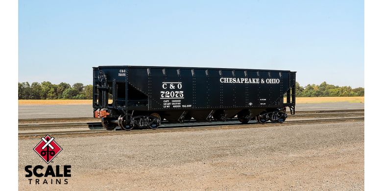Scaletrains Kit Classics HO Scale 40' 70-Ton 4-Bay Open Hopper, Chesapeake & Ohio / 72075 / - SXT1206