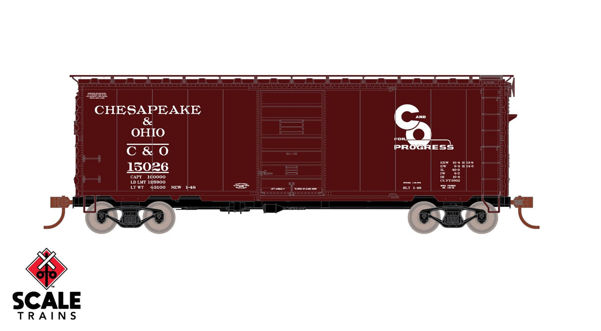 Scaletrains Kit Classics HO Scale 40' Pullman-Standard Boxcar, Chesapeake & Ohio / 15026 /