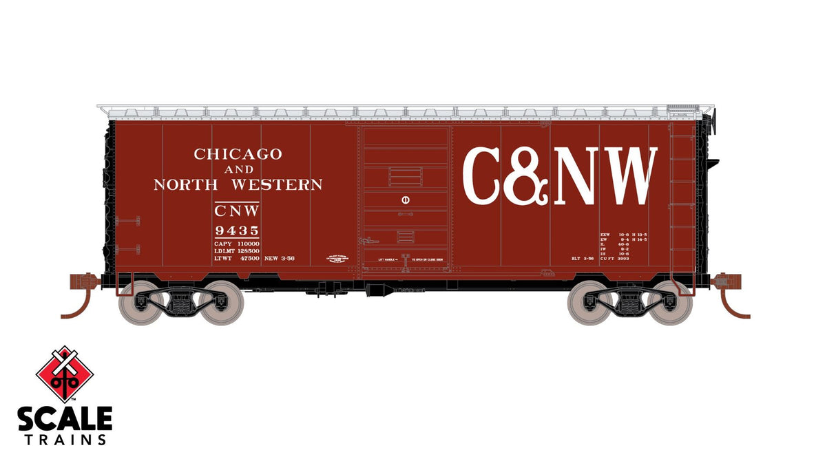 Scaletrains Kit Classics HO Scale 40' Pullman-Standard Boxcar, Chicago & North Western / 9509 /