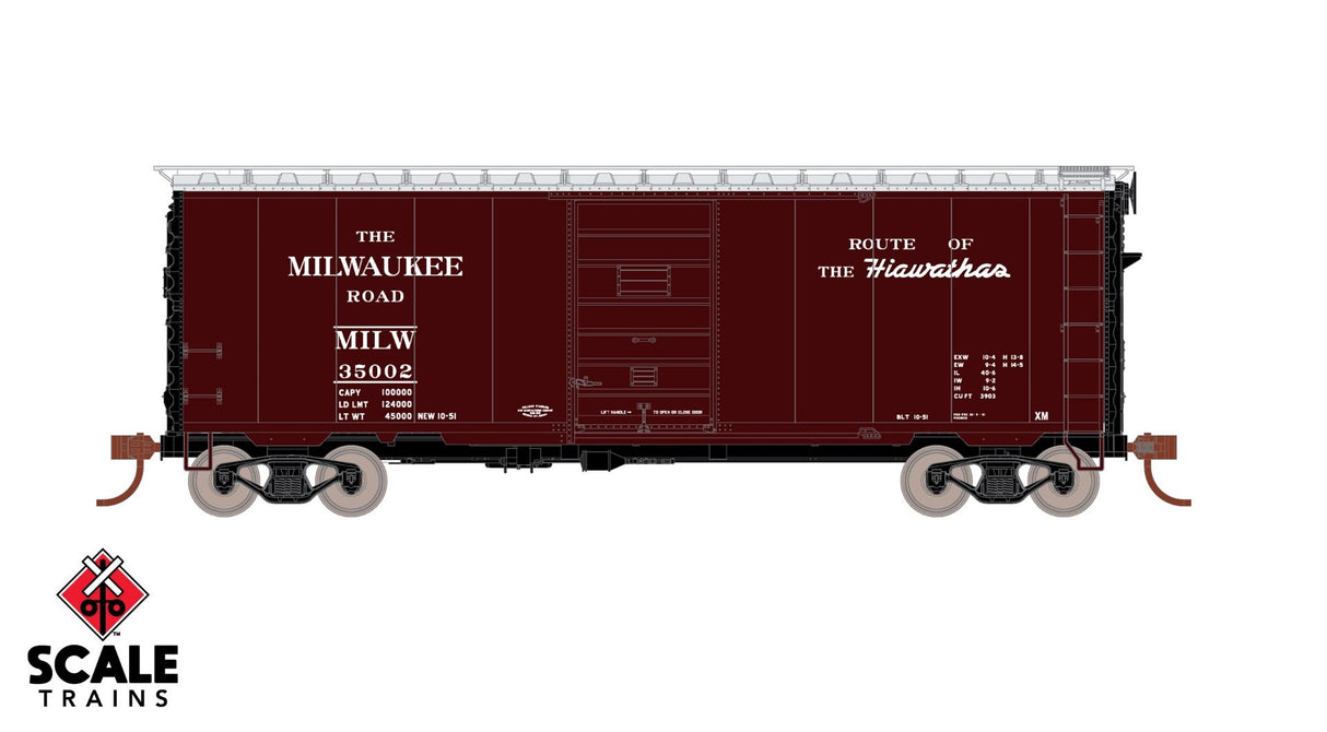 Scaletrains Kit Classics HO Scale 40' Pullman-Standard Boxcar, Milwaukee Road / 35002 /
