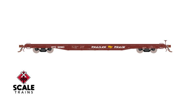 Fox Valley Models HO Scale Pullman-Standard F60GH 60' Flatcar, Trailer Train/Oxide Red/OTTX #93641