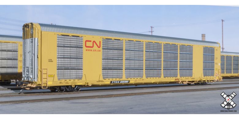 Scaletrains SXT32134 Rivet Counter HO Scale Gunderson Multi-Max Autorack, Canadian National/Red Logo/TTGX (R1) - SXT32134