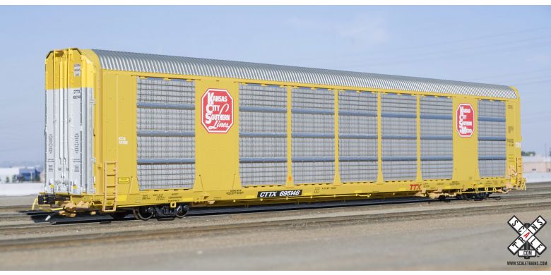Scaletrains SXT32149 Rivet Counter HO Scale Gunderson Multi-Max Autorack, Kansas City Southern/Yellow/CTTX (R1) - SXT32149