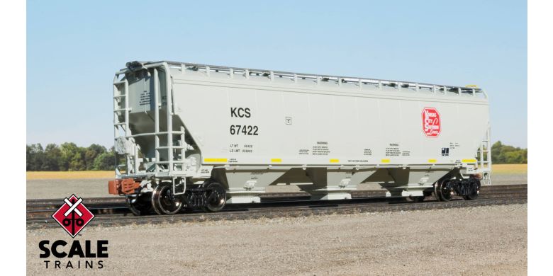 Scaletrains Rivet Counter N Scale Gunderson 5188 Covered Hopper, Kansas City Southern/Gray/Red Logo #67405 - SXT33256