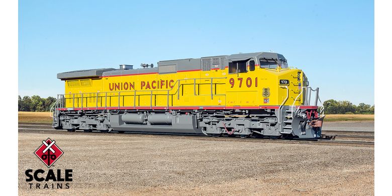 Scaletrains Rivet Counter HO Scale GE DASH-9, W/SOUND Union Pacific/Early with Red Frame Stripe #9701 - SXT33502