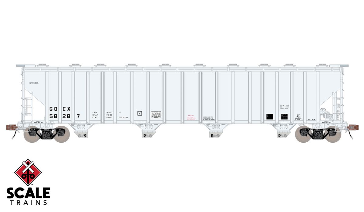 Scaletrains Rivet Counter HO Scale Pullman-Standard PS-2 5820 Covered Hopper, Gulf Oil/GOCX / 58287 /