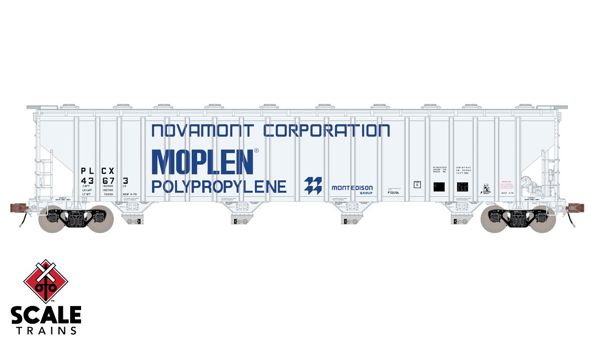 Scaletrains Rivet Counter HO Scale Pullman-Standard PS-2 5820 Covered Hopper, Pullman Leasing/Novamont/PLCX / 43673 /