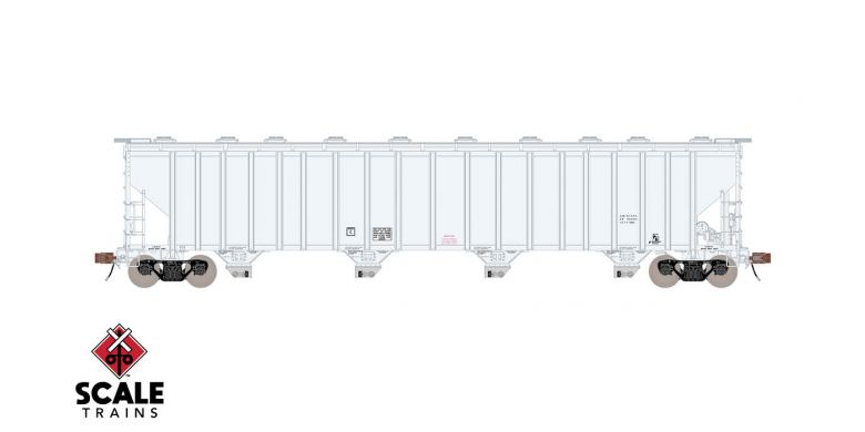 Scaletrains Rivet Counter HO Scale Pullman-Standard PS-2 5820 Covered Hopper, Data Only/Gray/Early Body/Clerestory Roof / N/A /