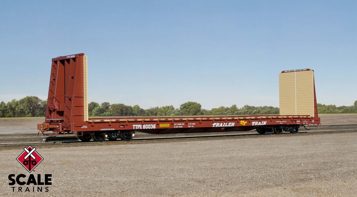 Rivet Counter HO Scale F68AH Bulkhead Flat Car, Trailer Train/Oxide Red/TTPX / 80009 /