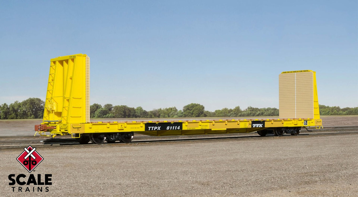 Rivet Counter HO Scale F68AH Bulkhead Flat Car, TTX/Yellow/Speed Logo/TTPX / 81114 /