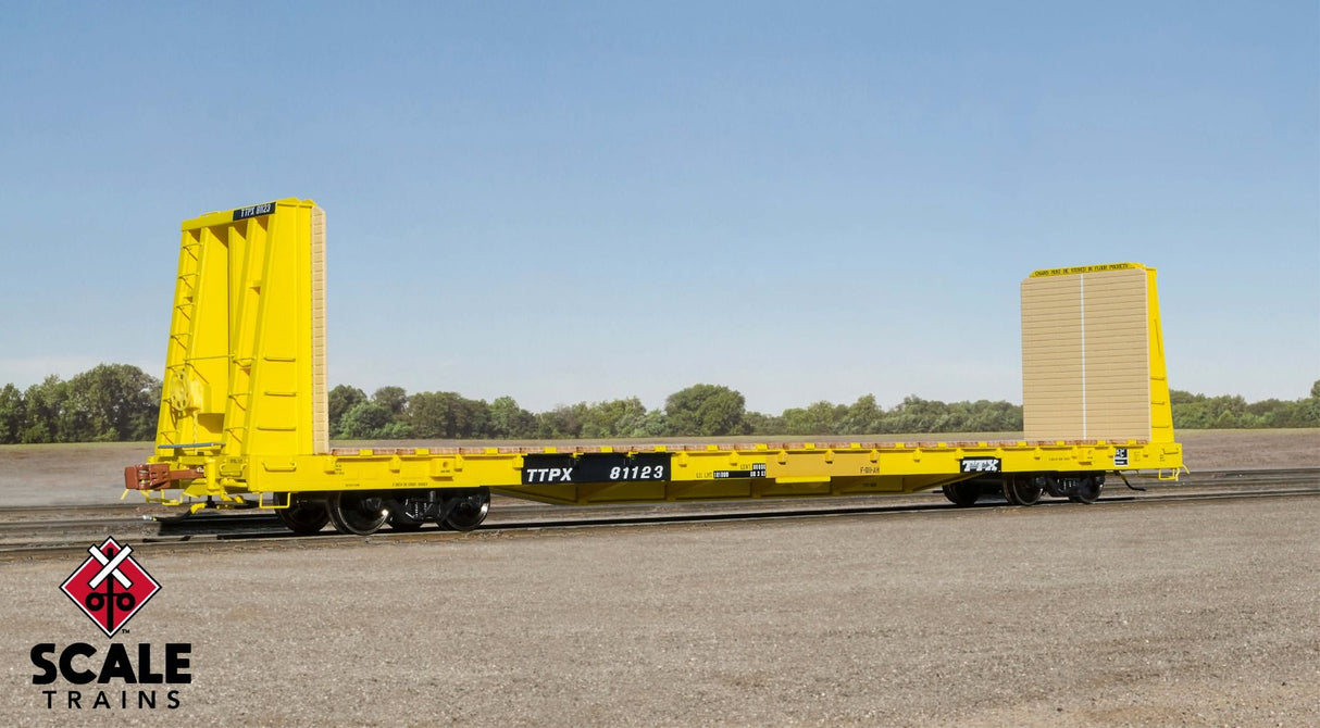 Rivet Counter HO Scale F68AH Bulkhead Flat Car, TTX/Yellow/Speed Logo/TTPX / 81123 /