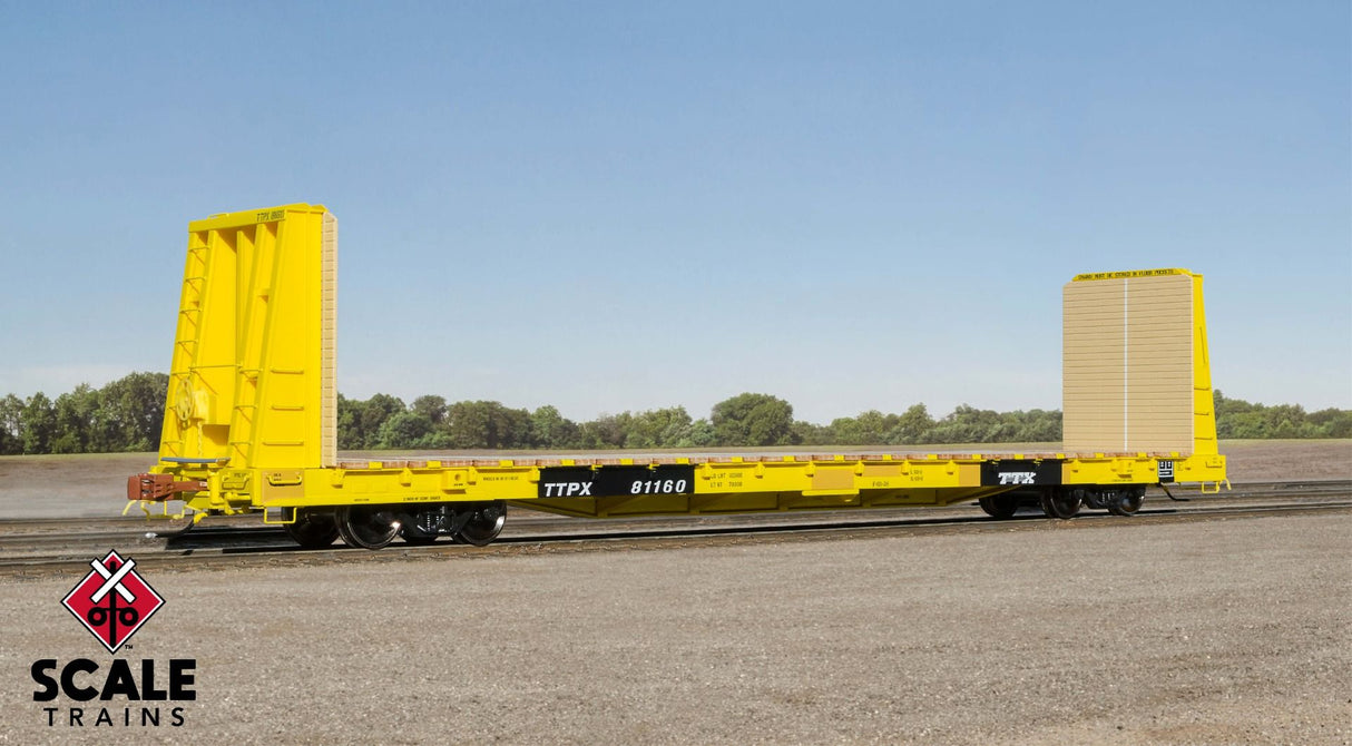 Rivet Counter HO Scale F68AH Bulkhead Flat Car, TTX/Yellow/Speed Logo/TTPX / 81160 /