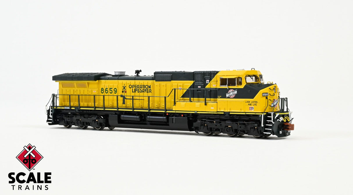 Scaletrains Rivet Counter N Scale GE DASH 9, Chicago & NorthWestern/Operation Lifesaver / 8727 / DCC & Sound Equipped