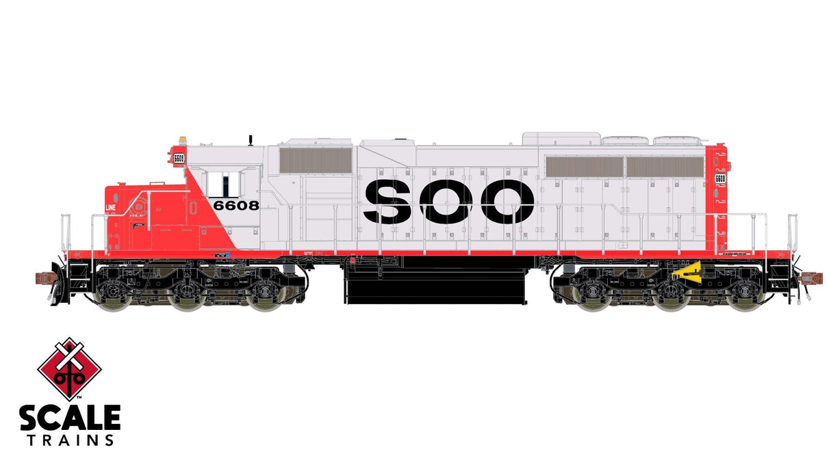 Rivet Counter HO Scale EMD SD40-2, Soo Line/Red & White/As Built / 6608 / DC/DCC Ready