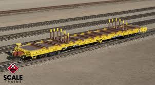 Scaletrains Rivet Counter N Scale BSC F68BH Finger Rack Flatcar, Trailer Train/TT Logo/Yellow/TTJX #80374