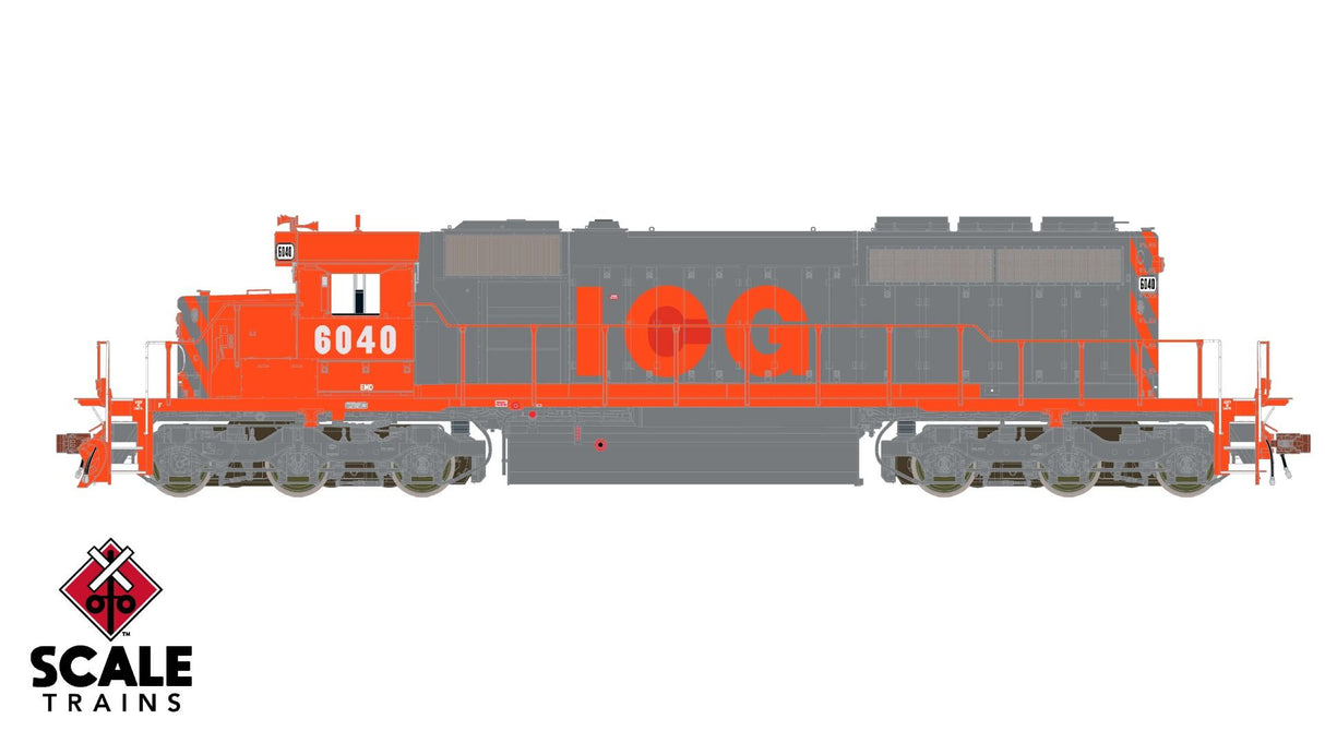 Rivet Counter HO Scale EMD SD40-2, EMD/ex-ICG Orange & Gray Patch / 6040 / DC/DCC Ready