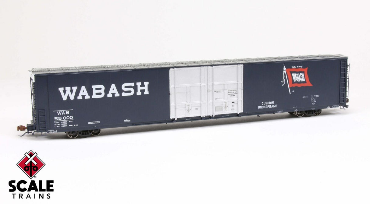 Rivet Counter HO Scale Thrall 86' High-Cube Double-Plug-Door Boxcar, Wabash/WAB / 55000 /