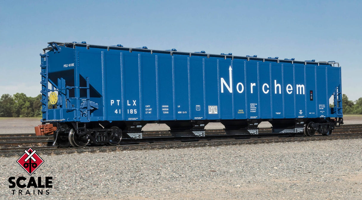 Scaletrains Rivet Counter N Scale Pullman-Standard 5820 Covered Hopper, Pullman Transport Leasing/Norchem/Blue/PTLX / 41232 /