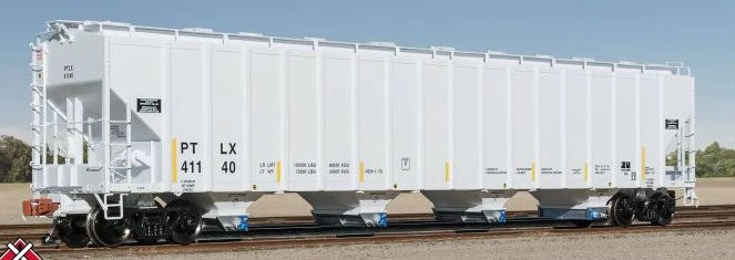 Rivet Counter HO Scale Pullman-Standard 5820 Covered Hopper, GE Rail Services/PTLX/Light Gray/Conspicuity Stripes / 41140 /